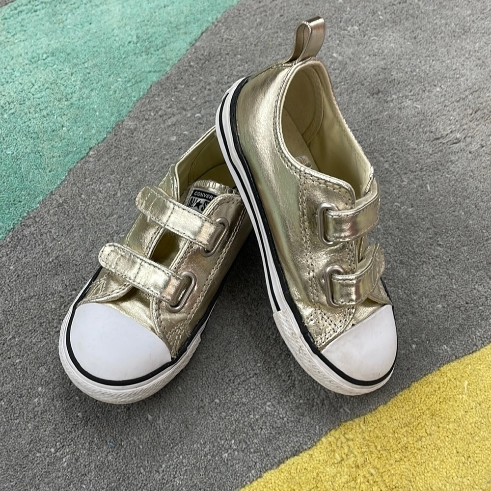 Metallic Gold Toddler Girls Converse Sneakers